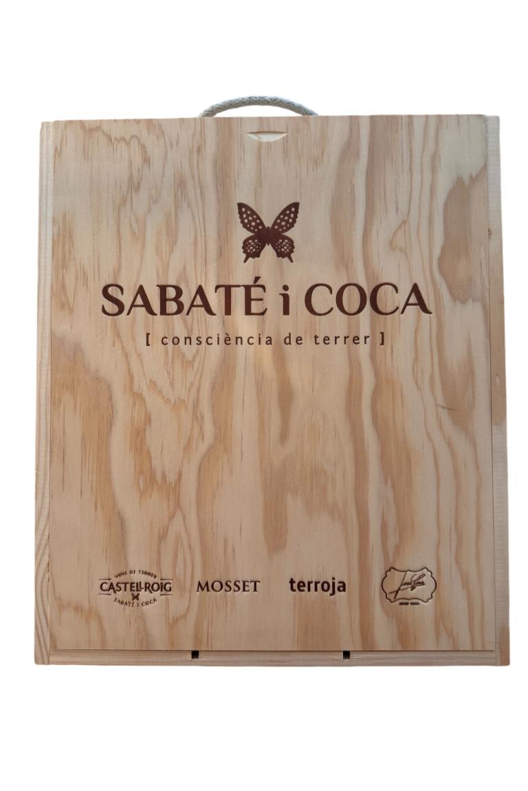 Houten kist 3 flessen Sabaté i Coca